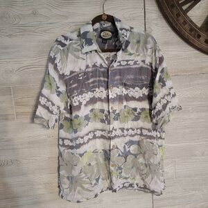 Tommy Bahama Hawian Button Down Cork Button Vacation Mens SZ M